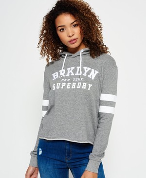 Superdry Riverside Crop Női Kapucnis Pulóver Szürke | AUGEK2906